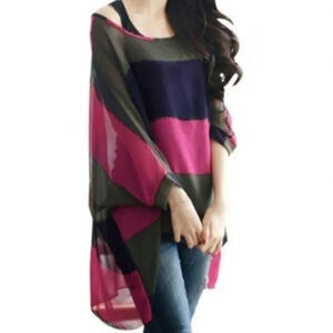 Oversized Sheer Chiffon Swim Beach Cover Up / Hi Low Tunic Top